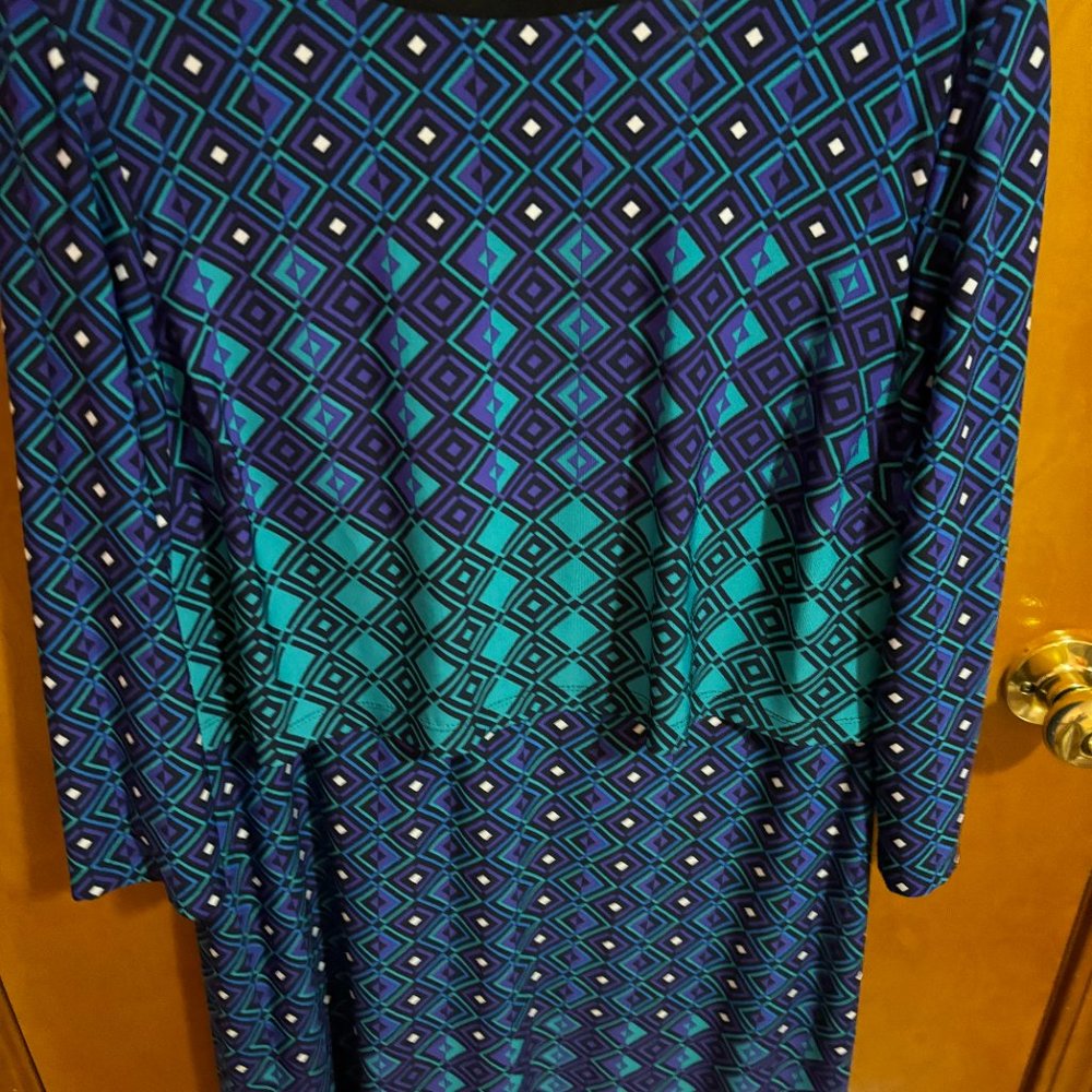 Ronnie Nichole Vibrant Diamond Green Purple Black Dress  Size‎ 14 - Picture 7 of 15